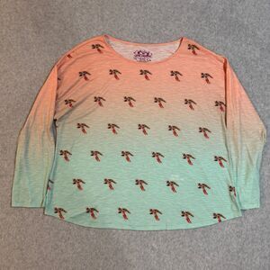 Leoma LoveGrove 3XL Sea Turtle Shirt Ombre Coral Seafoam Coastal Marine XXXL